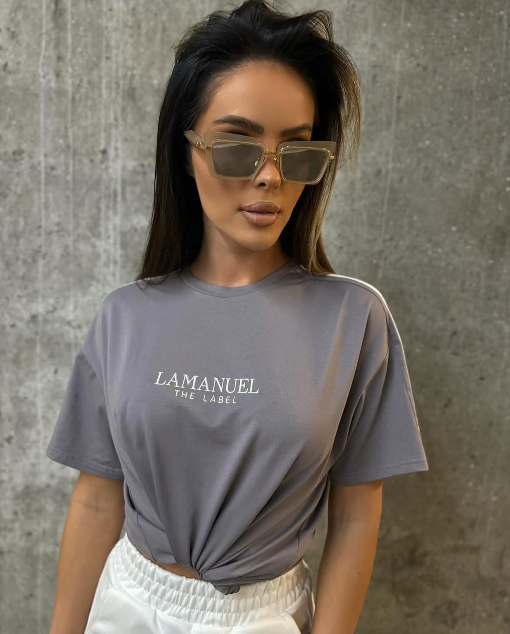 T-shirt z lampasami La Manuel Shoot szary