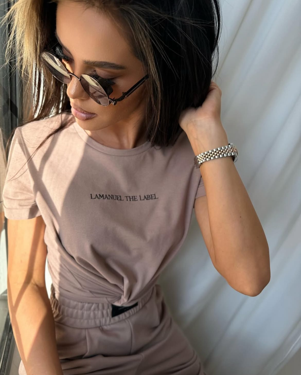 T-shirt La Manuel beżowy