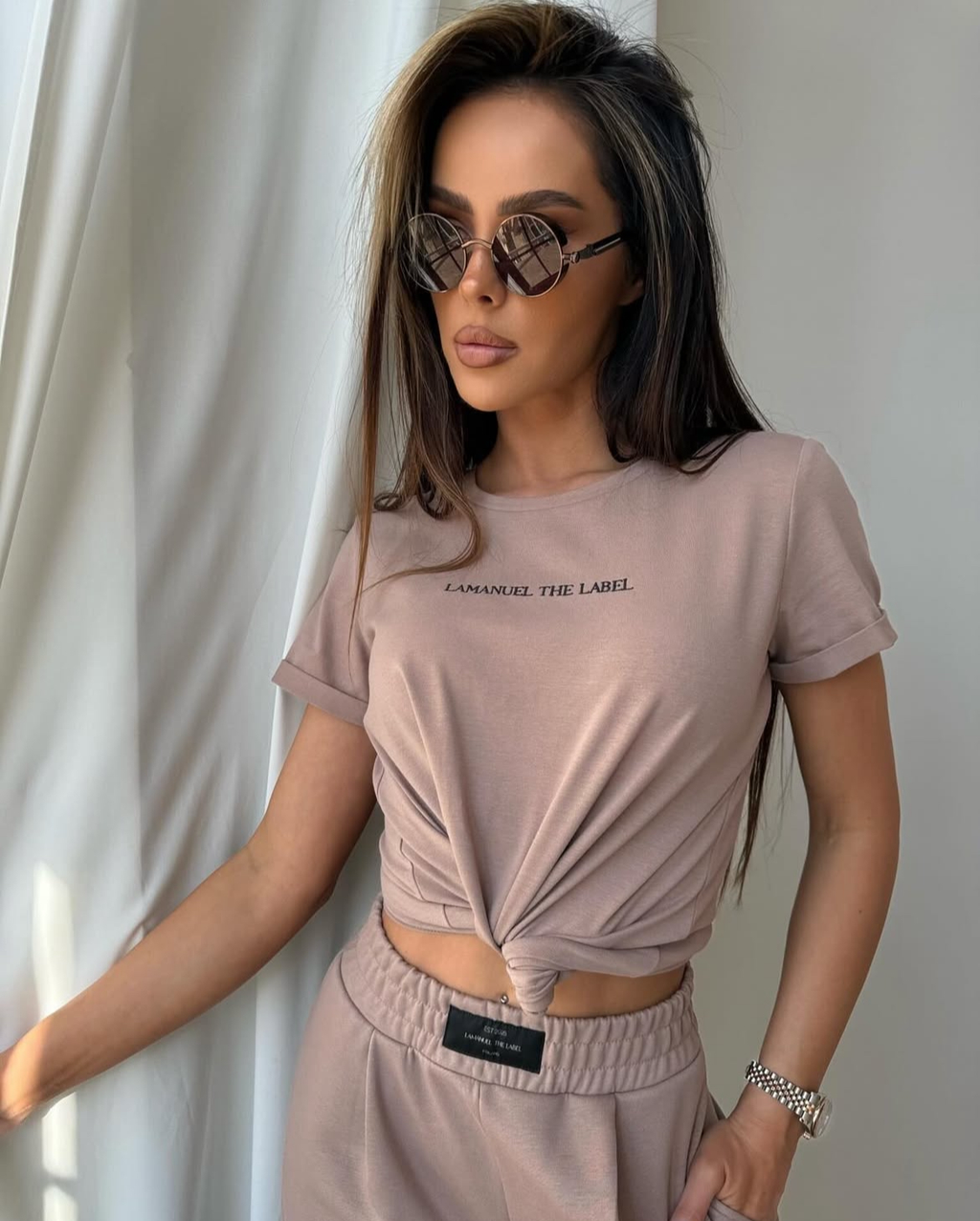 T-shirt La Manuel beżowy